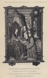 Un autore presenta il suo libro a Margherita di Navarra da French School