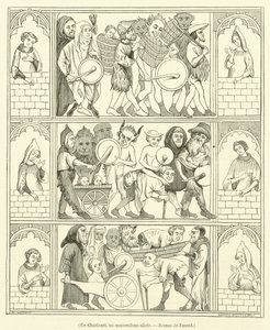 Un Charivari, au quatorzieme siecle, Roman de Fauvel (incisione)