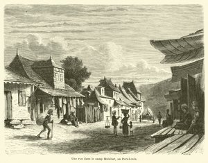 Una strada nel campo Malabar, a Port-Louis da French School