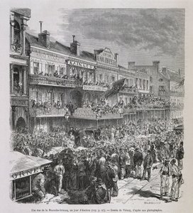 Una strada di New Orleans il giorno delle elezioni 1875 - in "Il Giro del Mondo", 2° semestre 1876 da French School