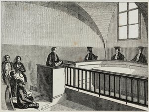 Una tesi alla scuola di diritto di Parigi - Incisione in "Tableau-de-Paris" di Edmond Texier 1852 da French School