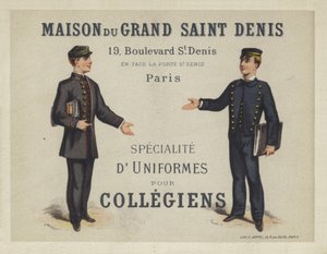 Uniformi per collegiali francesi, pubblicità per Maison du Grand Saint Dennis