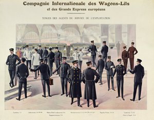Uniformi per i dipendenti della Compagnie des Wagons-Lits, c.1910 da French School