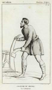 VII secolo, vari regni, costume del popolo, un contadino (incisione) da French School