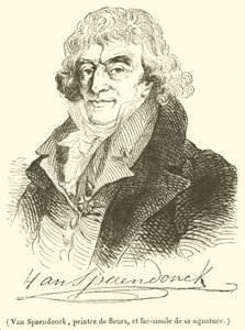 Van Spaendonck, pittore di fiori, e fac-simile della sua firma da French School