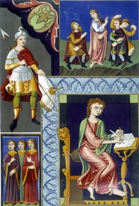 Vari costumi del IX secolo. Illustrazione tratta da "La Francia nel IX secolo" da French School