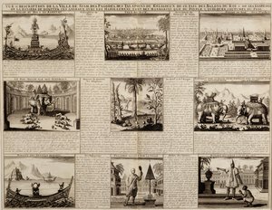 Varie vedute di Siam e Ayutthaya, da Du Royaume de Siam di Simon de la Loubere, pubblicato nel 1688 da French School