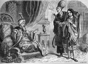 Baffa veneziana, favorita di Murad III (1574-1595) o Amurat III sultano ottomano. Incisione in 