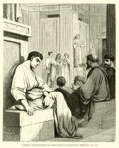 Vespasiano addormentato mentre Nerone recita i suoi versi da French School