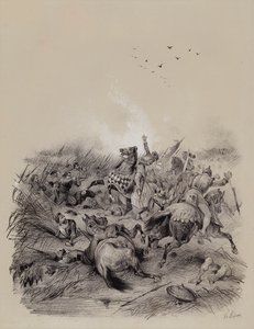 Vittoria degli svizzeri sugli austriaci sotto il duca Leopoldo I nella battaglia di Morgarten da French School