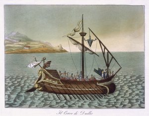 Vista del Corvus, gru navale, usata da G. Duillus, 1796
