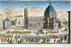 Veduta del Duomo di Firenze e della Grande Processione dell