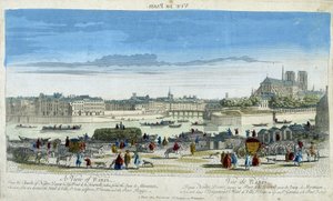 Veduta di Parigi e Notre-Dame (Notre Dame), prendendo i moli dell