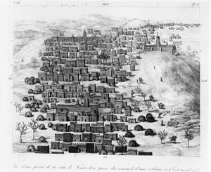 Veduta di parte della Città di Timbuctù presa da una collina a est, da Voyage a Tombouctou di René Caillié, pubblicato nel 1830 da French School