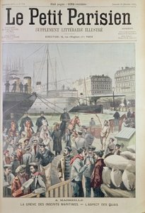 Veduta dei Docks di Marsiglia durante lo sciopero marittimo, dalla copertina di Le Petit Parisien, 21 dicembre 1902 da French School