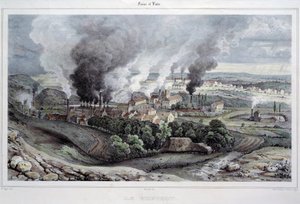 Veduta della fonderia e cristalleria di Creusot circa 1820-1830