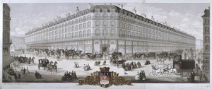 Veduta del grande magazzino Magasins du Louvre, Parigi, 1866 da French School
