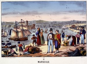 Veduta del porto di Marsiglia, immagine di Epinal, n.d. XIX secolo