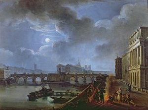 Veduta della Senna dalla riva sinistra, fine del XVIII secolo da French School