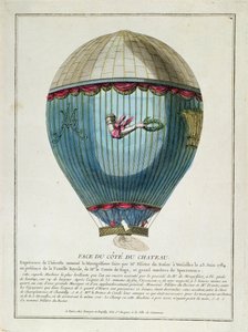 Vista del pallone usato da Francois Pilatre de Rozier (1754-85) a Versailles il 23 giugno 1784 da French School