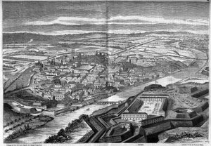 Veduta della città e della cittadella di Alessandria in Italia da French School