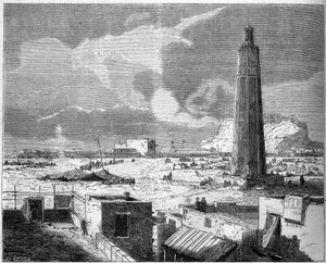 Veduta della città di Aden, capitale dello Yemen, nel 1861. Incisione in "Le Monde Illustré" n.242 del 30 novembre