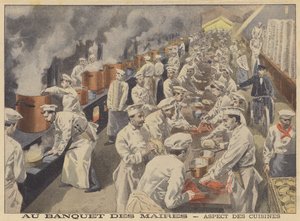 Vista delle cucine per il banchetto dei sindaci di Francia