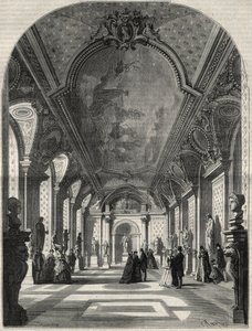 Veduta della nuova sala degli imperatori romani, al Museo delle antichità del Louvre. Incisione in 