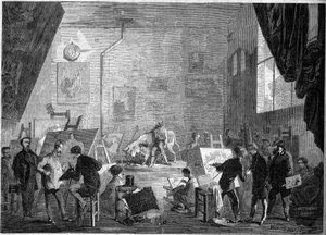 Veduta dello studio del pittore Gustave Courbet, rue Notre Dame des Champs a Parigi da French School