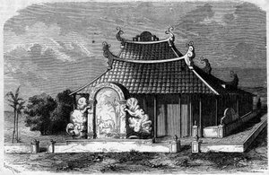 Vista della tomba di Georges Pierre Pigneau de Behaine (1741-1799), vescovo di Adran. Saigon, Cocincina da French School