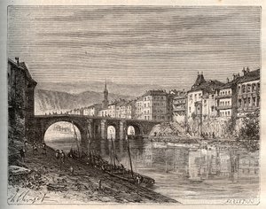 Villeneuve-sur-Lot - dipartimento di Lot-et-Garonne - incisione in 