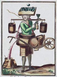 Produttore di aceto, incisione colorata, Francia da French School