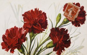 Cartolina francese vintage con decorazioni floreali da French School
