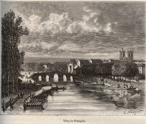 Vitry-le-Francois, dipartimento della Marna - incisione in "La France illustree: geografia, storia, amministrazione statistica" di V.A. Malt-Brown. 1884 da French School