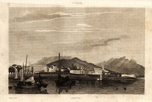 Veduta di Ajaccio, Corsica, incisione del 1836. da French School