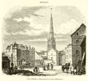 Vista di Harfleur, dipartimento della Senna-Inferiore da French School