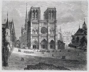 Vista di Notre-Dame de Paris - in "Paris à travers les siècles", di H. Gourdon de Genouillac, ed. F. Roy, Parigi da French School