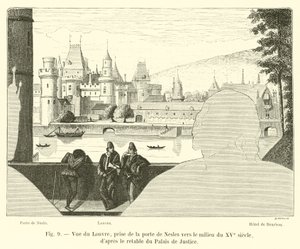 Veduta del Louvre, presa dalla porta di Nesles verso la metà del XV secolo da French School