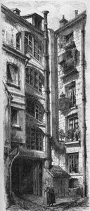 Vista interna del cortile della casa situata al 18, rue d