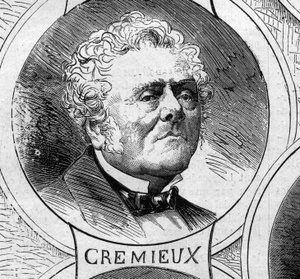 Guerra del 1870 - Governo della Difesa Nazionale: ritratto di Adolphe Crémieux (1796-1880), membro del governo provvisorio del 1870. Incisione in 