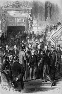 Guerra del 1870: Presidente del Consiglio Adolphe Thiers (1797-1877) riceve le congratulazioni dei deputati per la sua liberazione dall