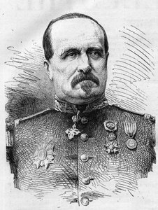 Guerra del 1870: ritratto di Jules Marie Ladreit de La Charrière (1806-1870), soldato francese. Incisione in 