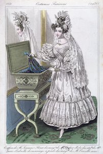 Abito da sposa, tavola di moda da Costumes Parisiens, 1831 da French School