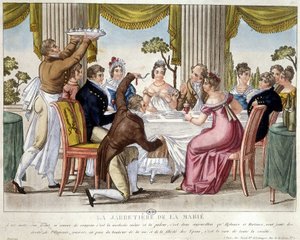 Pasto nuziale, rituale della giarrettiera - c. 1812 da French School
