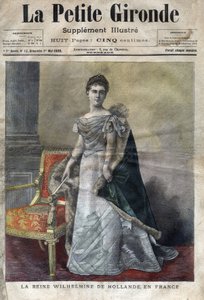 Guglielmina di Orange-Nassau (1880-1962), regina dei Paesi Bassi dal 1890 al 1948, figlia di Guglielmo III, abdicò in favore della figlia Giuliana. Copertina di “La petite Gironde” del maggio 1898 (incisione). da French School