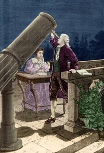 William Herschel (1738-1822) scopre il pianeta Urano (incisione) da French School