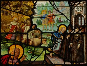 Finestra Charnier-10 che raffigura la Manna dal Cielo; Cristo e l