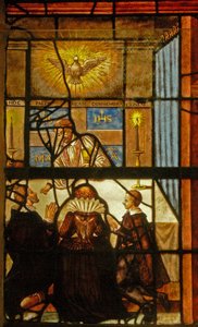 Finestra nel Charnier raffigurante la Pasqua cristiana e la Santa Comunione da French School