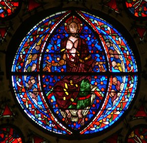 Finestra Ww raffigurante Cristo del Giudizio Universale da French School