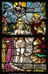 Finestra raffigurante il Battesimo di Cristo nel fiume Giordano da French School